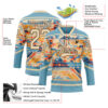 Custom Shadow Blue City Cream Brown-Orange Tribal Indigenous Grunge Splash Hockey Lace Neck Jersey