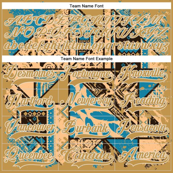 Custom Old Gold Blue-Cream Tribal Indigenous Grunge Geometric Splash Hockey Lace Neck Jersey