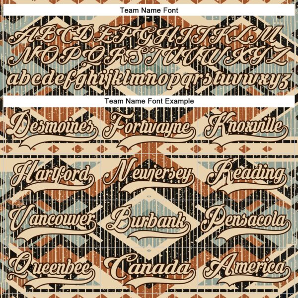 Custom Brown City Cream Orange-Blue Tribal Indigenous Grunge Geometric Splash Hockey Lace Neck Jersey