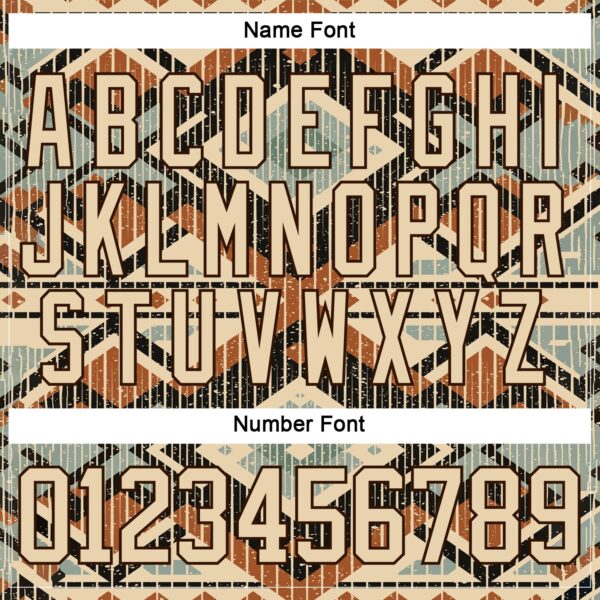 Custom Brown City Cream Orange-Blue Tribal Indigenous Grunge Geometric Splash Hockey Lace Neck Jersey