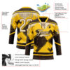Custom Yellow City Cream-Brown Tribal Indigenous Grunge Geometric Splash Hockey Lace Neck Jersey