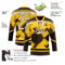 Custom Yellow City Cream-Brown Tribal Indigenous Grunge Geometric Splash Hockey Lace Neck Jersey