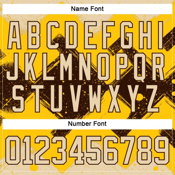 Custom Yellow City Cream-Brown Tribal Indigenous Grunge Geometric Splash Hockey Lace Neck Jersey