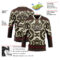 Custom Olive Brown Cream-Burgundy Tribal Indigenous Grunge Splash Hockey Lace Neck Jersey