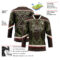 Custom Olive Brown Cream-Burgundy Tribal Indigenous Grunge Splash Hockey Lace Neck Jersey