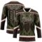 Custom Olive Brown Cream-Burgundy Tribal Indigenous Grunge Splash Hockey Lace Neck Jersey