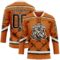 Custom Texas Orange Brown-Cream Tribal Indigenous Grunge Splash Hockey Lace Neck Jersey