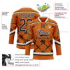 Custom Texas Orange Brown-Cream Tribal Indigenous Grunge Splash Hockey Lace Neck Jersey
