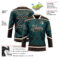 Custom Midnight Green Brown-Cream Tribal Indigenous Grunge Splash Hockey Lace Neck Jersey