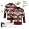 Custom Burgundy Cream-Brown Tribal Indigenous Grunge Geometric Splash Hockey Lace Neck Jersey