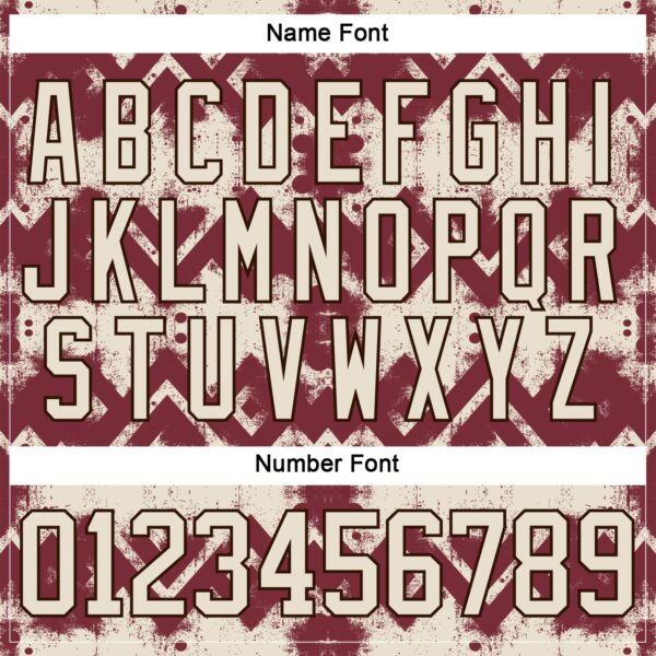 Custom Burgundy Cream-Brown Tribal Indigenous Grunge Geometric Splash Hockey Lace Neck Jersey