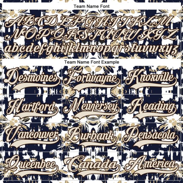 Custom Navy Cream Brown-Vegas Gold Tribal Indigenous Grunge Floral Splash Hockey Lace Neck Jersey