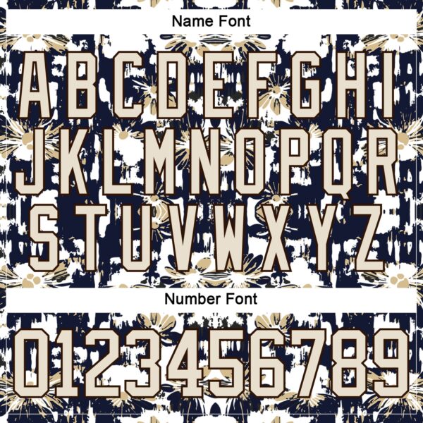 Custom Navy Cream Brown-Vegas Gold Tribal Indigenous Grunge Floral Splash Hockey Lace Neck Jersey