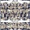 Custom Navy Cream Brown-Vegas Gold Tribal Indigenous Grunge Floral Splash Hockey Lace Neck Jersey