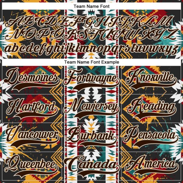 Custom Brown Yellow Green Red-Cream Tribal Indigenous Grunge Geometric Splash Hockey Lace Neck Jersey