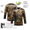 Custom Brown Old Gold-Cream Tribal Indigenous Grunge Geometric Splash Hockey Lace Neck Jersey