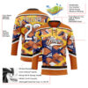 Custom Texas Orange White Yellow Blue-Brown Tribal Indigenous Grunge Splash Hockey Lace Neck Jersey