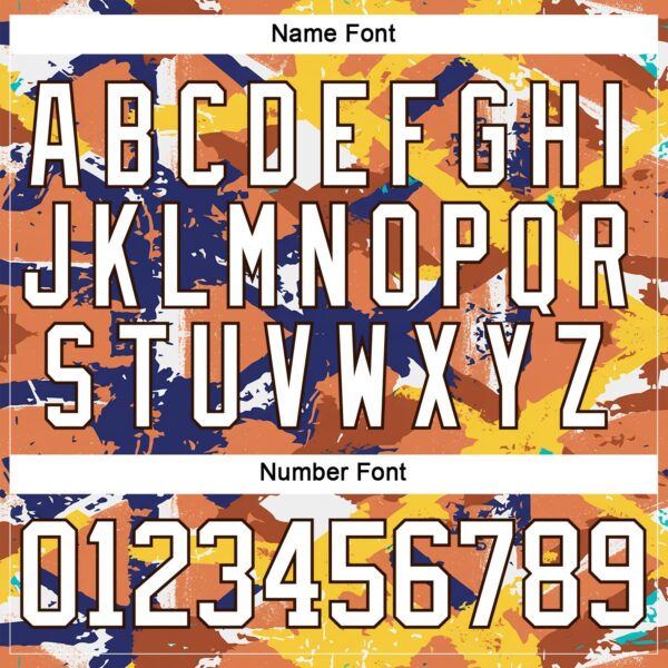 Custom Texas Orange White Yellow Blue-Brown Tribal Indigenous Grunge Splash Hockey Lace Neck Jersey