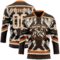 Custom Brown Cream-Texas Orange Tribal Indigenous Grunge Splash Hockey Lace Neck Jersey
