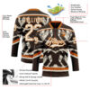 Custom Brown Cream-Texas Orange Tribal Indigenous Grunge Splash Hockey Lace Neck Jersey