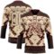 Custom City Cream Burgundy-Brown Tribal Indigenous Grunge Splash Hockey Lace Neck Jersey