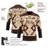 Custom City Cream Burgundy-Brown Tribal Indigenous Grunge Splash Hockey Lace Neck Jersey