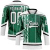 Custom Kelly Green White-Black Abstract Dallas Inspired Grunge Stripe Hockey Lace Neck Jersey