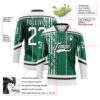Custom Kelly Green White-Black Abstract Dallas Inspired Grunge Stripe Hockey Lace Neck Jersey