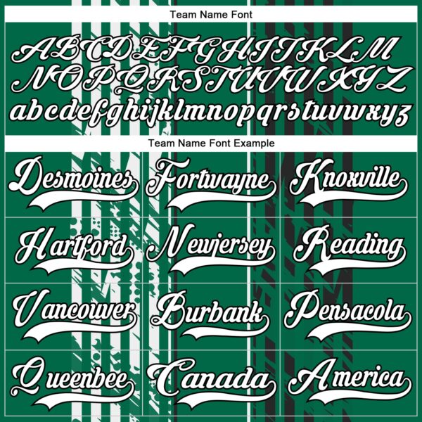 Custom Kelly Green White-Black Abstract Dallas Inspired Grunge Stripe Hockey Lace Neck Jersey