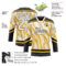 Custom White Gold-Black Abstract Boston Inspired Fluid Hockey Lace Neck Jersey