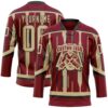 Custom Crimson Vegas Gold-Black Abstract Arizona Inspired Stripe Hockey Lace Neck Jersey