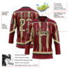 Custom Crimson Vegas Gold-Black Abstract Arizona Inspired Stripe Hockey Lace Neck Jersey