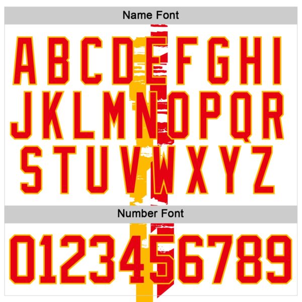 Custom White Fire Red-Gold Abstract Calgary Inspired Grunge Stripe Hockey Lace Neck Jersey