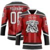 Custom Red White-Black Abstract Carolina Inspired Line Hockey Lace Neck Jersey