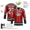 Custom Red White-Black Abstract Carolina Inspired Line Hockey Lace Neck Jersey