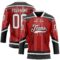 Custom Red White-Black Abstract Carolina Inspired Line Hockey Lace Neck Jersey
