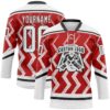Custom Red White-Black Abstract Chicago Inspired Zigzag Hockey Lace Neck Jersey