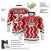 Custom Red White-Black Abstract Chicago Inspired Zigzag Hockey Lace Neck Jersey