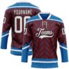 Custom Burgundy White Blue-Black Abstract Colorado Inspired Line Hockey Lace Neck Jersey