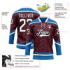 Custom Burgundy White Blue-Black Abstract Colorado Inspired Line Hockey Lace Neck Jersey