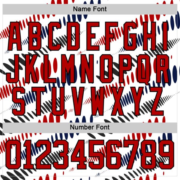 Custom White Red Navy-Black Abstract Columbus Inspired Round Hockey Lace Neck Jersey