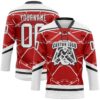 Custom Red White-Black Abstract Detroit Inspired Line Hockey Lace Neck Jersey