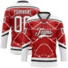 Custom Red White-Black Abstract Detroit Inspired Line Hockey Lace Neck Jersey