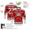 Custom Red White-Black Abstract Detroit Inspired Line Hockey Lace Neck Jersey