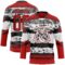 Custom White Red-Black Abstract Detroit Inspired Line Hockey Lace Neck Jersey