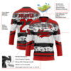 Custom White Red-Black Abstract Detroit Inspired Line Hockey Lace Neck Jersey