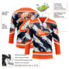 Custom Orange Navy-White Abstract Edmonton Inspired Splash Hockey Lace Neck Jersey