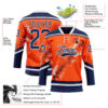 Custom Orange Navy-White Abstract Edmonton Inspired Splash Hockey Lace Neck Jersey