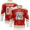 Custom Red White-Old Gold Abstract Florida Inspired Line Hockey Lace Neck Jersey