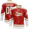 Custom Red White-Old Gold Abstract Florida Inspired Line Hockey Lace Neck Jersey